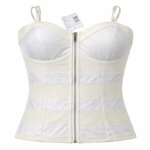 Guess Strapless Corset Top Size L Light Blue Satin Bustier